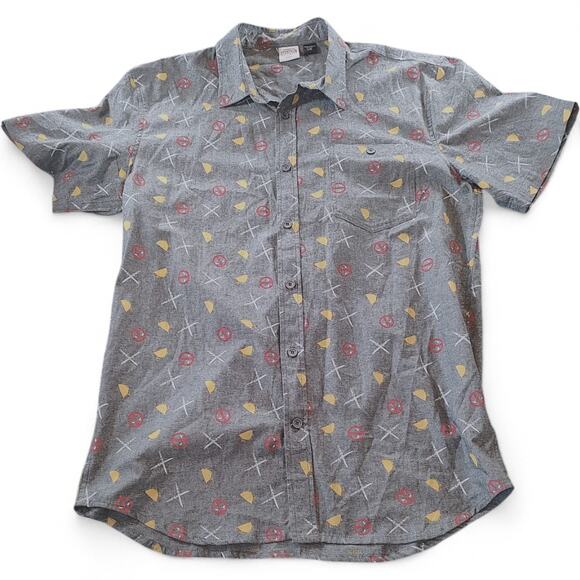 Marvel Deadpool Mad Engine Short Sleeve Button Up Shirt Taco Katana Comic Book L - Picture 2 of 5